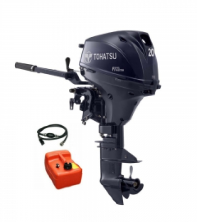 20HP Tohatsu Long Shaft EFi ELECTRIC & Manual Start Tiller Control 4-Stroke Outboard Motor with 12L Tank & Line image